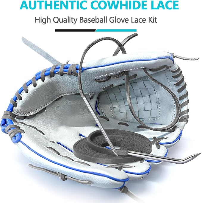 Baseball Glove Lace, Mitt Lace Repair Kit Softball 2 Leather Laces and 2 Lacing Needles for Catcher's Glove