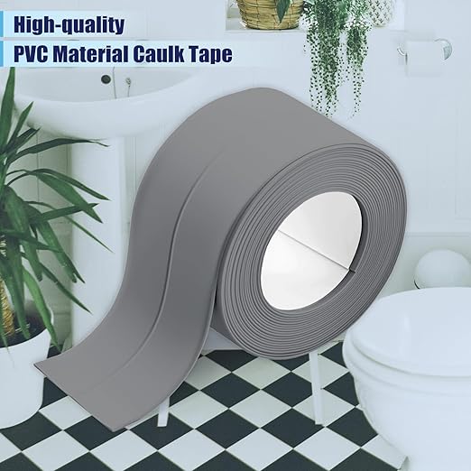 Waterproof Seal Caulk Strip Tape Self Adhesive for Sink Toilet Bathroom Wall Edge Bathtub Oil-Proof Caulking Sealing Tape 1.5" x 10.5' (W*L) 3Pcs Gray