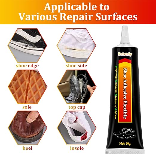 Shoe Glue Sole Repair, Transparent Shoe Adhesive, Shoe Repair Glue for Repairing Shoes, Boots, Leather, etc. (60g, 2pack)