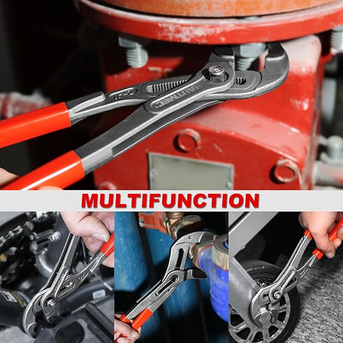 HAUTMEC 3 PCS Water Pump Pliers Set, Fast Adjustable Tongue and Groove Joint Pliers Tool Set,V-Jaw with Comfort Grips, 7 10 12Inch Plier Rust-Proof CRV Steel Construction for Plumbing HT0370-PL