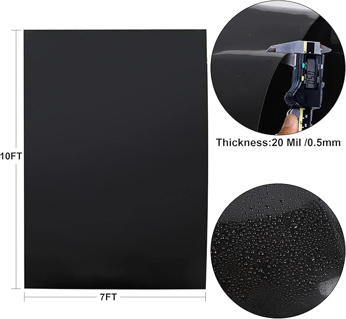Adroiteet 7 x 10 FT Pond Liner, 20 Mil Fish Pond HDPE Liner, Pond Liners for Outdoor Ponds, Koi Ponds, Garden Fountain, Waterfall