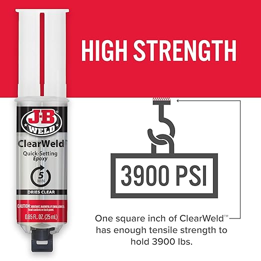 J-B Weld 50112 ClearWeld 5 Minute Set Epoxy Syringe - Clear - 25 ml, 25ml