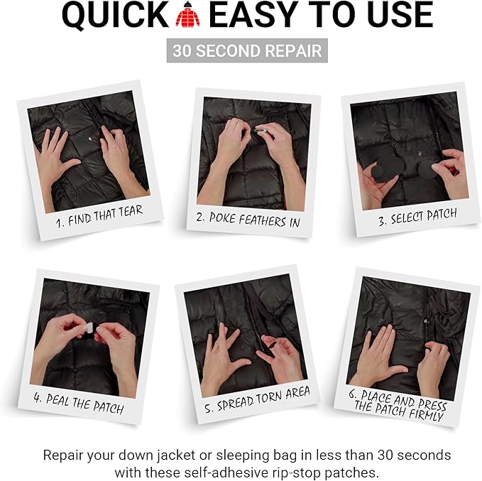 Self-Adhesive Waterproof Repair Patch Kit - 30-Second Fix for Down Jackets, Tents, Sleeping Bags, Backpacks, Outdoor and Camping Gear - Pre-Cut Nylon Ripstop Patches, Multiple Colors - Dark Blue