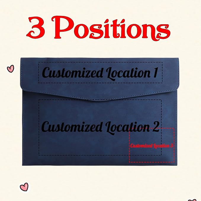 Customized A4 File Folder Expandable File Organizer,Personalized Name PU Leather Envelope Holder for Work、School、Home、Office (Blue)