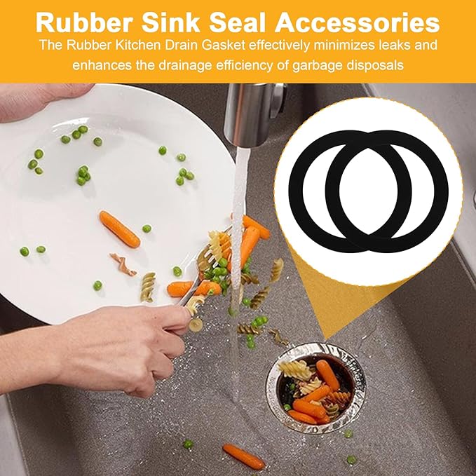 Kitchen Sink Drain Rubber Gasket for Insinkerator,Garbage Disposal Gasket Seal Ring Replacement Kit,FLG Putty Free Sink Seals,4 pcs