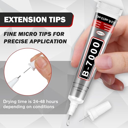 B-7000 Glue Clear with Precision Tip, 15ml 10 Pack Multi-Function Craft Adhesive, Waterproof Strong Bond Glue for Jewelry Making, Rhinestones, Bedazzling, Crafts, Shoes, Fabric, Phone Repair