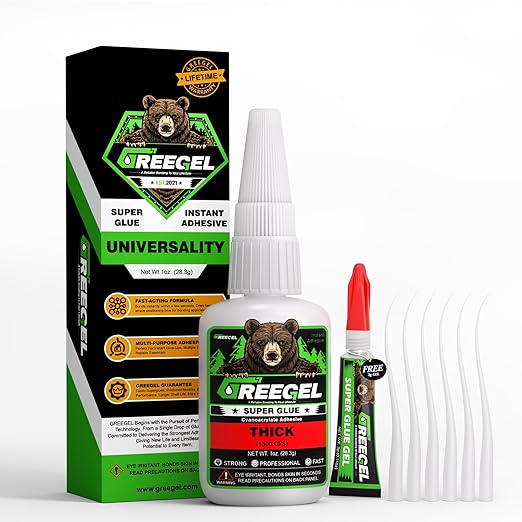 1 Oz Thick Liquid Clear Super Glue + 3g Gel Glue, Cyanoacrylate Adhesive for Woodworking Large Gap, Rubber, Metal, Glass, Leather, Crafts & Repairs