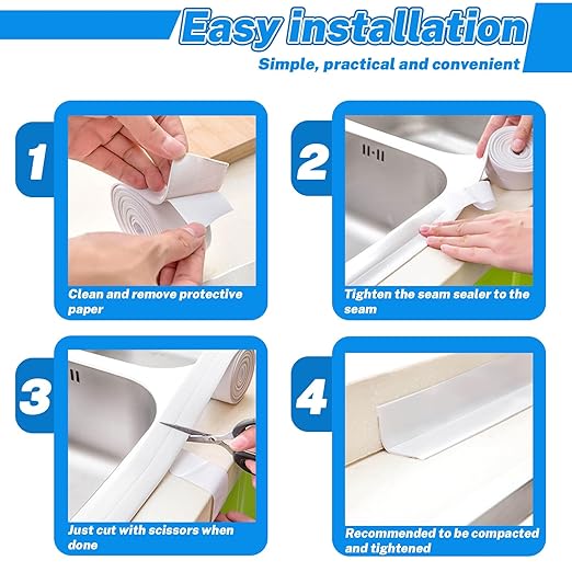 2 Rolls Widened Caulk Tape 2.3''x10.5FT for Stronger Adhesion, Waterproof Self Adhesive Toilet Caulk Strip, White Sealing Caulking Tape for Toilet Base Bathroom Shower Bathtub