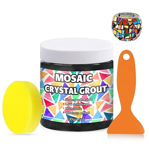 Mosaic Crystal Grout, Mosaics Tile Tools, Mosaic Tile Accessories – Essential for Handmade Grouting and Perfect for DIY Craft Projects (Black, 4.5oz)