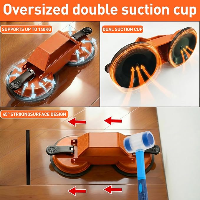 VinBee Floor Gap Fixer Tool,Heavy Duty Laminate Floor Gap Repair Tool with Suction Cup,Flooring Tools Kit for Vinyl Plank,Wood,Tile Installation & Home DIY