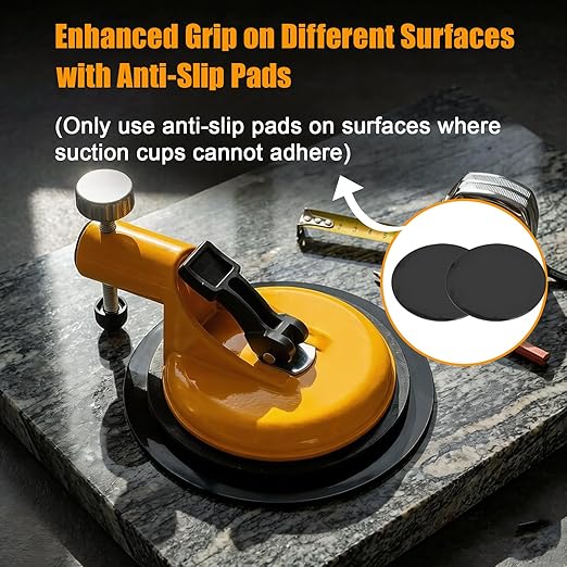 2026 Floor Gap Fixer Tool, Professional Adjustable Height Setter with Heavy-Duty Rubber Suction Cup & 2 PCS Sticky Pads, Tile Leveling System for Installation, Repair & Precise Seam Alignment (Yellow)