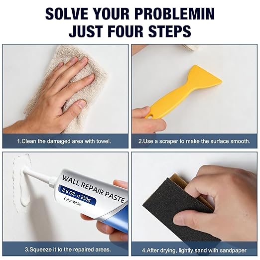 Drywall Repair Kit, Wall Mending Agent, Wall Patch Repair Kit with Scraper, Multi-Functional Drywall Patch Paste Repair Kit for DIY Home Fix