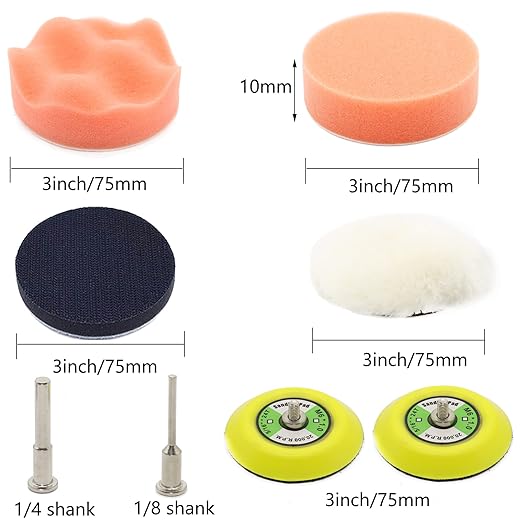 3 Inch Sanding Discs Drill Sanding Attachment Headlight Restoration Kit 60-10000 Sand Paper Assortment Pack Car Sanding Kit Buffing Pads with Rotary Tools for Car Wood Metal Glass