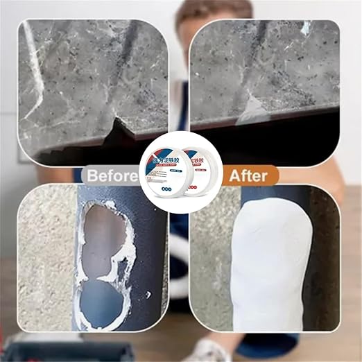 Heavy-Duty Iron Mud Adhesive for Repairs, Plastic Steel Repair Mud Iron Adhesive, Heavy Duty Waterproof Sealant Mastic for Metal Pipes, PVC Pipes, Wall Holes, Ceramics (White)
