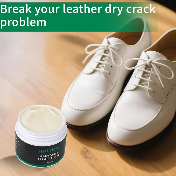 Leather Filler for Repairing Cracks, Scratches and Holes in Leather, Restoring the Surface of Leather, Suitable for Leather Furniture, Shoes, car Seats, can be Dyed, Includes Towel and sandpaper-50ml