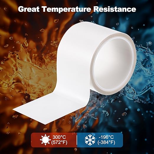 PATIKIL Heat Resistant Tape, 2.8 Inch x 33 Feet High Temperature Tape PTFE Adhesive High Heat Tape Waterproof for Vacuum Sealer Machine Insulation Protection, White, 0.13mm Thick