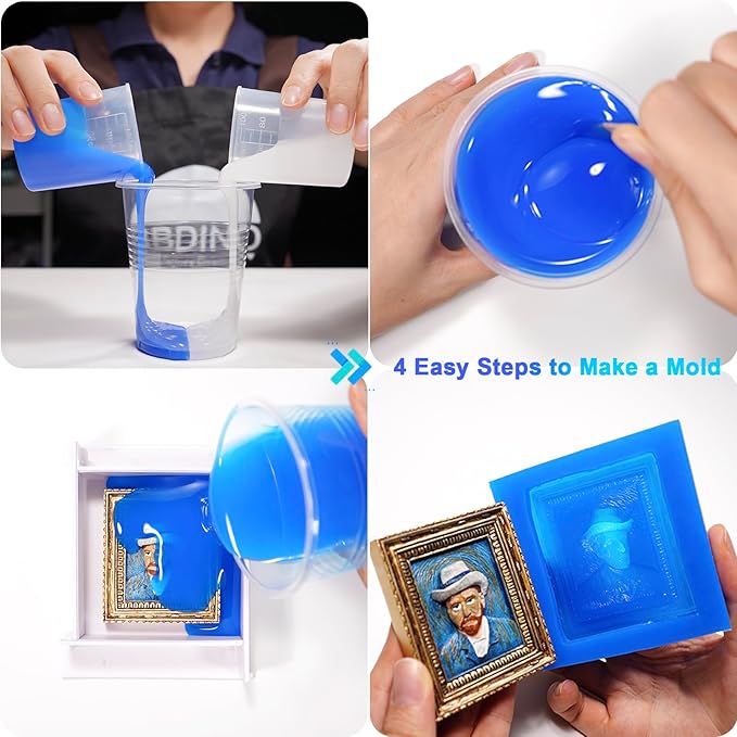 BBDINO Silicone Mold Making Kit, Liquid Silicone for Molds Making 30A Clear, High Strength Silicon Rubber 2 Gallon Kit 1:1 by Volume Ideal for Mold Casting of Resin/Jewelry/Candle/Concrete/Plaster