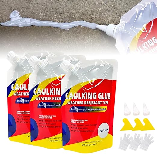 Concrete Crack Filler, Concrete Caulking Adhesive, Quick-Drying Sealant for Professionals, Heavy-Duty Crack Filler for Driveway, Caulking Glue Weather Resistant Type(3PCS)