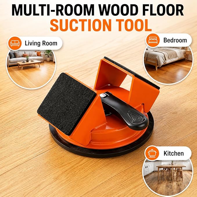 Floor Gap Repair Tool Kit for Laminate & Vinyl Flooring – Heavy Duty Suction Cup Floor Gap Fixer with 45° Striking Surface, Slot Cutter, Cleaning Scraper & 6 Sticky Pads for Easy Floor Repair
