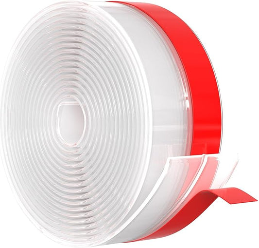 Wide Silicone Weather Stripping Door Seal with Strong Adhesive 2" x 20 ft, Extra Thick 0.08" Draft Stopper Tape for Door Frame, Side and Bottom Gaps Strip for Glass Shower, Transparent