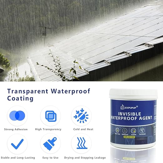 Invisible Waterproof Sealant, Liquid Waterproof Agent Transparent Repairing Leak Water Proof Adhesive for Roof & Walls (1, Kilograms)
