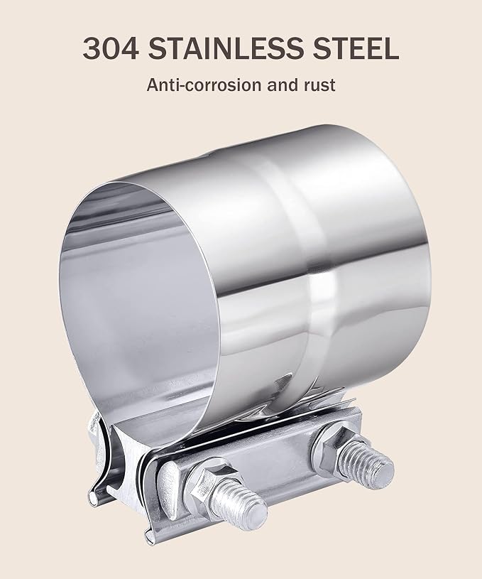 bylikeho Exhaust Clamp,Car Accessories 4" 3" 2.5" 5" 3.5" 2.75" Lap Joint Exhaust Band Clamp Sleeve Coupler,Stainless Steel Exhaust Pipe Clamp for Exhaust System,Exhaust Tubing Connection (3.5")
