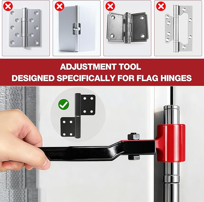 Door Hinge Adjustment Tool Set - 6 in 1 Precise Hinge Gap Adjustment Wrench for Residential and Commercial Doors Reinforced Steel Design Door Hinge Tool for Door Alignment Repair and Installation