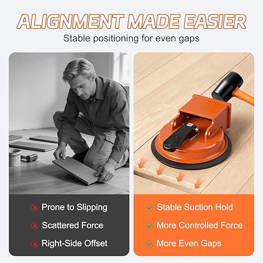 Floor Gap Fixer Tool, 2026 New Heavy Duty Floor Gap Fixer Tool, Enhanced Vacuum Suction Cup, Flooring Gap Repair Tool for Laminate, Vinyl, Wood & Tile Flooring (Orange)