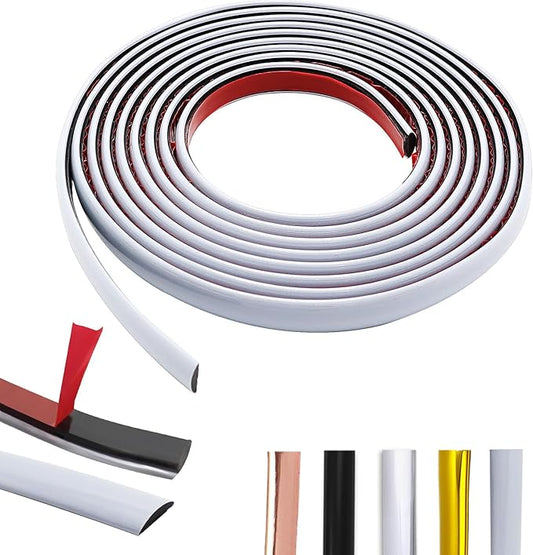 22Ft White Wall Trim Molding Peel and Stick, Premium Self-Adhesive Wall Trim, Flexible Mirror Border Design for Tile Edges, Furniture Accent, and Kitchen Backsplash Decor…