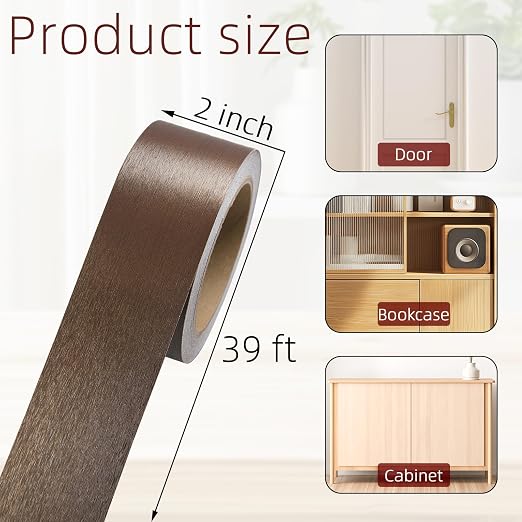 Self-Adhesive Mirror Frame Sticker, 2 Inch X 39 Ft Metal Mirror Trim Peel and Stick Border Tape, Brown Waterproof Wall Border for Home Kitchen, Bathroom, Fireplace, Furniture