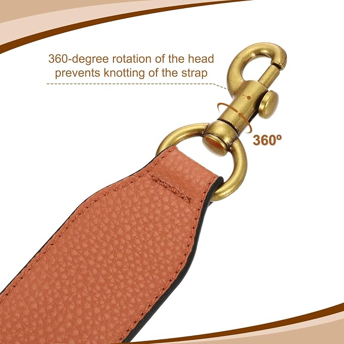 uxcell 22.83 Inch PU Leather Short Bag Strap with Clasp, Purse Handles Handbags Replacement Straps for Clutch Bag Crossbody Underarm Bags, Orange, Deep Gold Buckle