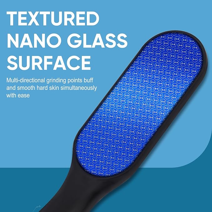Nano Glass Foot File, Foot Callus Remover & Scrubber for Smooth Feet, Professional Pedicure Tool (Heel Socks & Cracked Heel Stick Included)