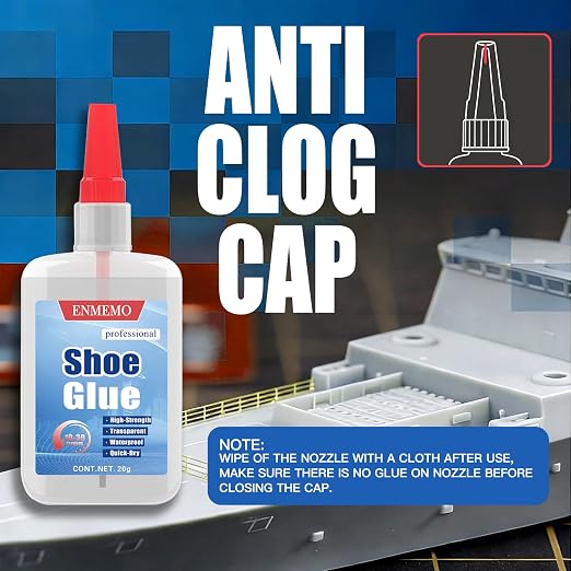 (2-in-1) Shoe Glue with Brush Applicator & Nozzle,Boot Glue,Clear Instant for Sole Repair,Shoe Heel Repair,Bonding Various Materials Such as Rubber,Leather