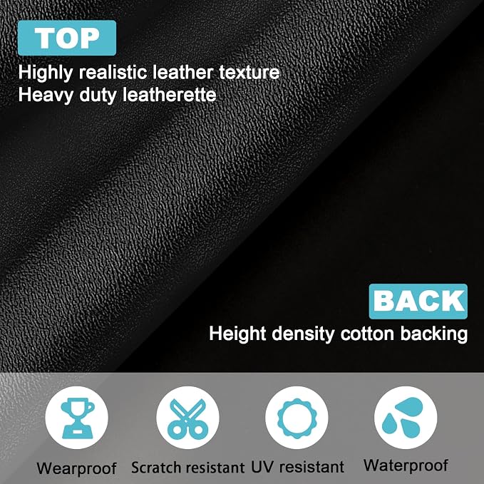 Black Smooth Faux Leather Vinyl Fabric, 78" x 55" Solid Color Leather Vinyl Sheets, Soft Synthetic Leather Material for Upholstery, Car Seats, Furniture Reupholster, DIY Crafts Sewing