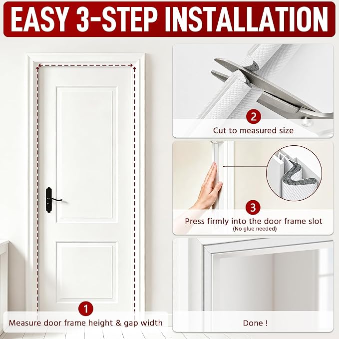 19.7FT Kerf V‑Shaped Weather Stripping Door Seal, Press‑in Seal for Pre‑Cut Slot Doors, Not Self‑Adhesive, Soundproof Draft Blocker for Exterior Front Doors, Fits Large Gaps, Easy DIY Install (White)