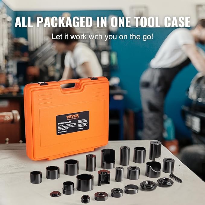 VEVOR Ball Joint Press Kit, 25 pcsTool Kit, C-Press Ball Joint Remove and Install Tools, for Most 2WD and 4WD Cars, Heavy Duty Ball Joint Repair Kit for Automotive Repairing