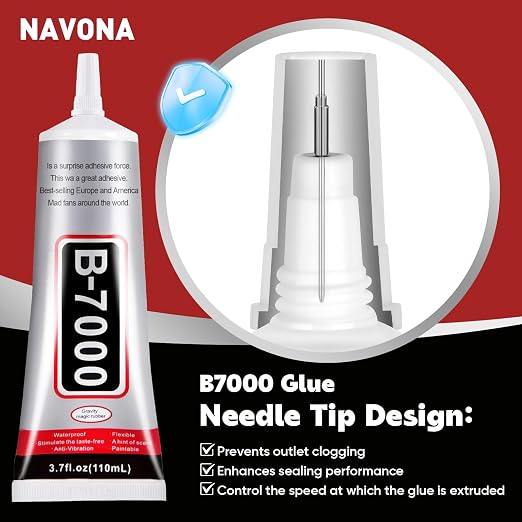 4 PCS 110ml B7000 Glue Clear with Precision Tip, Rhinestone Glue for Nail, Craft Glue, Bedazzling Glue, Shoe Glue, Jewelry Glue for Rhinestone Shoe Jewelry Making DIY Craft Makeup Metal