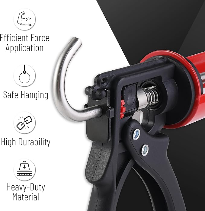 Bates- Caulking Gun, 25:1 Thrust Ratio, Black & Red, Heavy Duty Caulk Gun No Drip