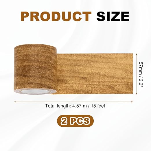 uxcell 2 Pcs Wood Grain Repair Tape, 2.2" x 15ft Self Adhesive Wood Grain Colored Duct Tape Waterproof Repair Patch for Furniture Floor Scratch Fix, Baseboards, DIY Decor, Maple Brown