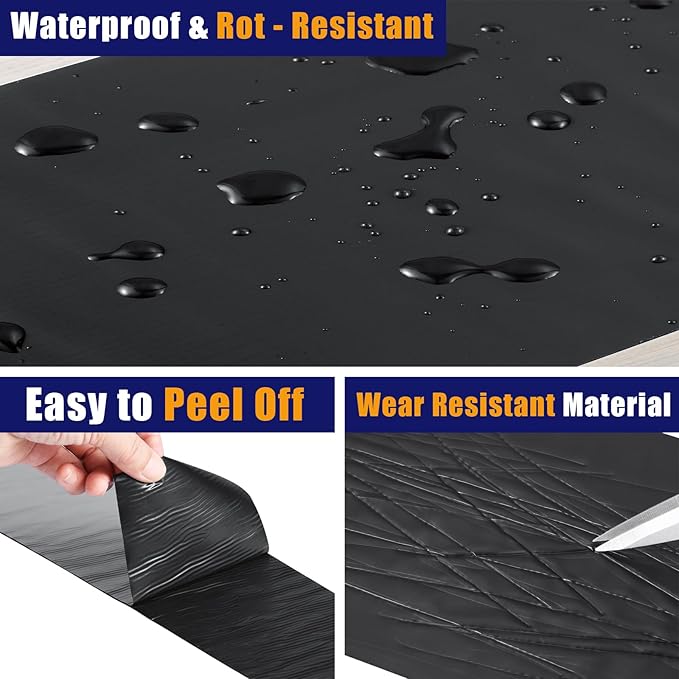 Butyl Sealant Tape, RV Roof Tape Black, 6 Inch x 50 Feet RV Repair Sealant Waterproof Tape, UV & Weatherproof Butyl Roofing Tape for Window, Boat Sealing, Truck and Trailer Roof Sealant