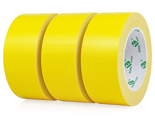 BOMEI PACK Light Yellow Duct Tape, 3Rolls Heavy Duty Strong Industrial Color Duct Tape 9.0mil x 1.88inch x 30yds for Packing and Repairing