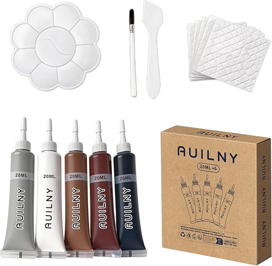 Leather Repair Kit for Furniture, Sofa, Jacket, Car Seats & Purse. Fix Tears, Scratches, Holes & Peeling on Genuine, Faux, Bonded.（5 Colors）