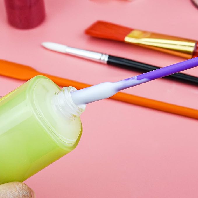 4pcs Mini Silicone Spatula Set, 3 Size Makeup Spatula Small Rubber Spatula for Thin Jar Skinny Openings Bottles, Tiny Scraper for Kitchen and Cosmetic, Multipurpose Scraping Mixing Tools (Mix colors)