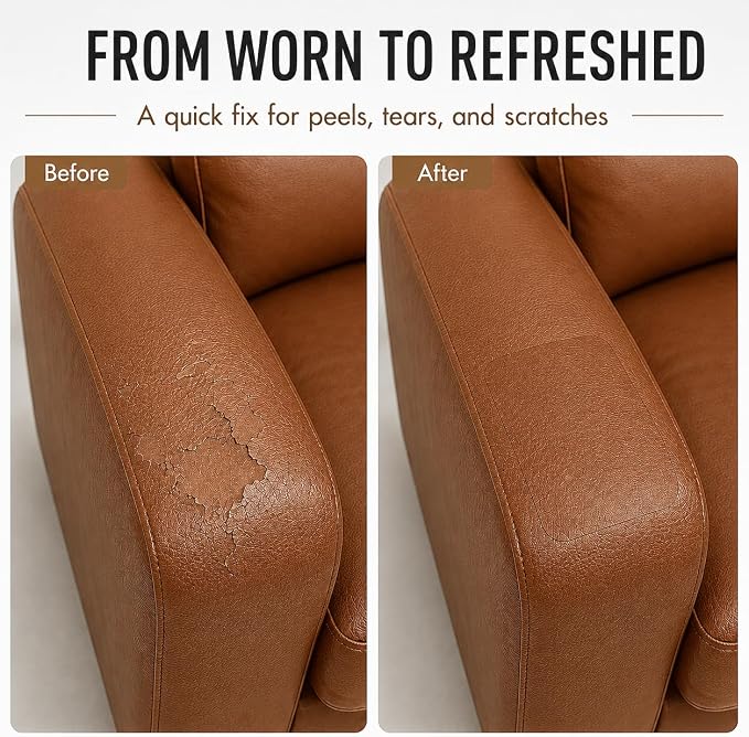 Self Adhesive Leather Repair Patch 24x54 Inch, Large Vinyl Repair Kit，Brown | Leather Tape for Furniture, Couch, Sofa, Car Seats. Waterproof, Strong Adhesion, Easy Cut Pleather Patch Waterproof Scratch