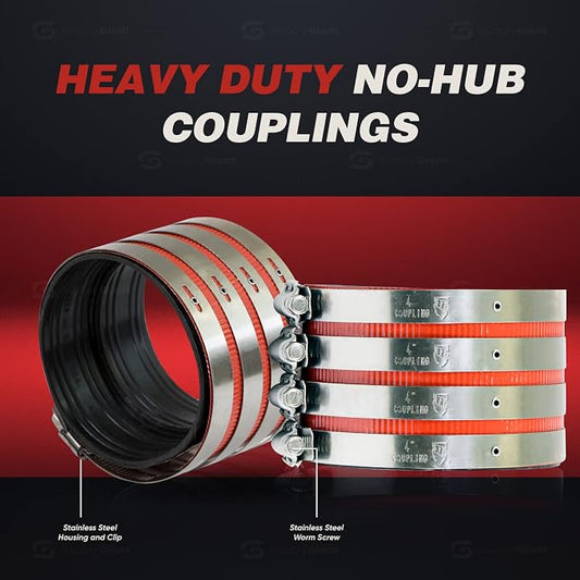 Supply Giant 37622CS No-Hub Coupling Heavy Duty Colored Shield, 4 inch, Red