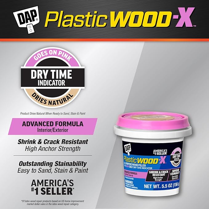 DAP Plastic Wood-X with DryDex Wood Filler, Natural, 5.5 Oz (7079800540)