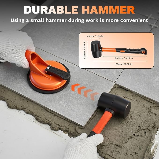 Saker Laminate Floor Gap Repair Tool,Suction Cup Lifter with Rubber Mallet and Wider Heavy Duty Pull Bar,Floor Gap Repair Kit,for Moving Glasses and Floating Wood Floors