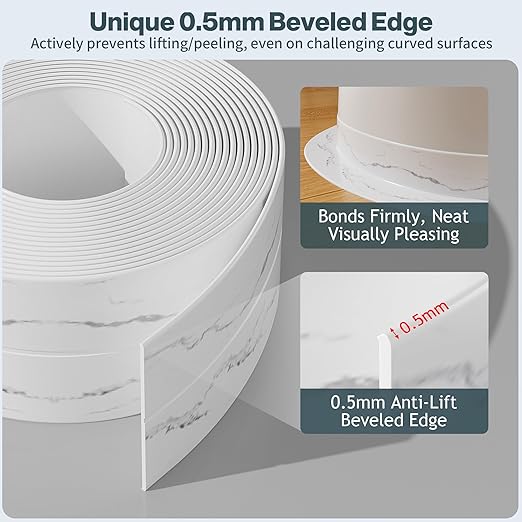 Dstorelhp Caulk Tape Waterproof Self Adhesive, Decorative Caulking Tape for Kitchen, Countertop, Bathroom, Sink, Bathtub, Toilet, Shower (White Marble, 1Roll-1.5" x 10.5Ft)