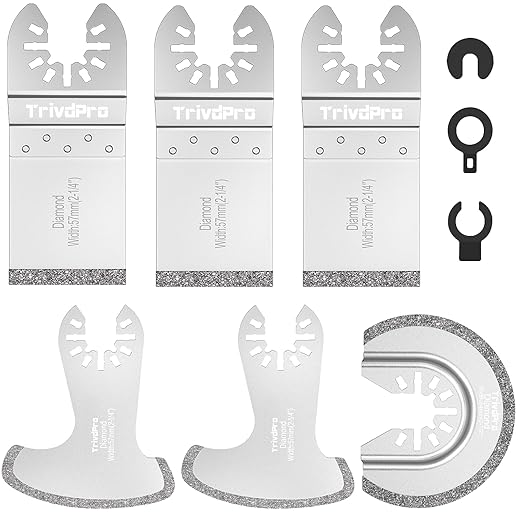 Grout Removal Tool Blade for Oscillating-Tool - TrivdPro 6pcs Grout Remover Diamond Oscillating Blade for Tile, Concrete, Masonry, Cleaning Mortar