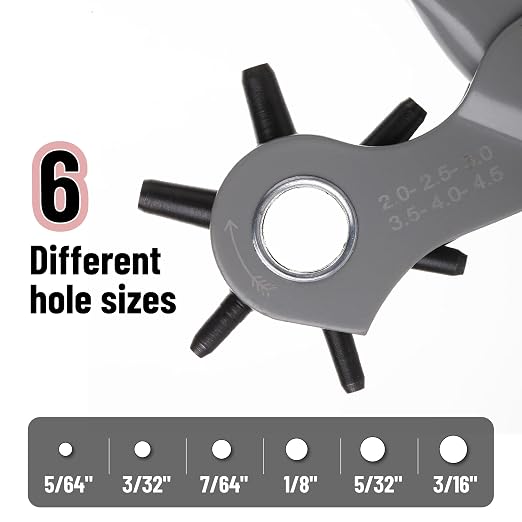 UNCO- Leather Hole Punch Tool, Multi Hole Sizes for Belts and Leather, Belt Hole Puncher, Navy Blue Handle